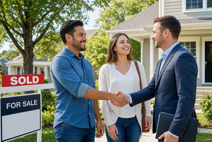 Family celebrating a successful NC home sale